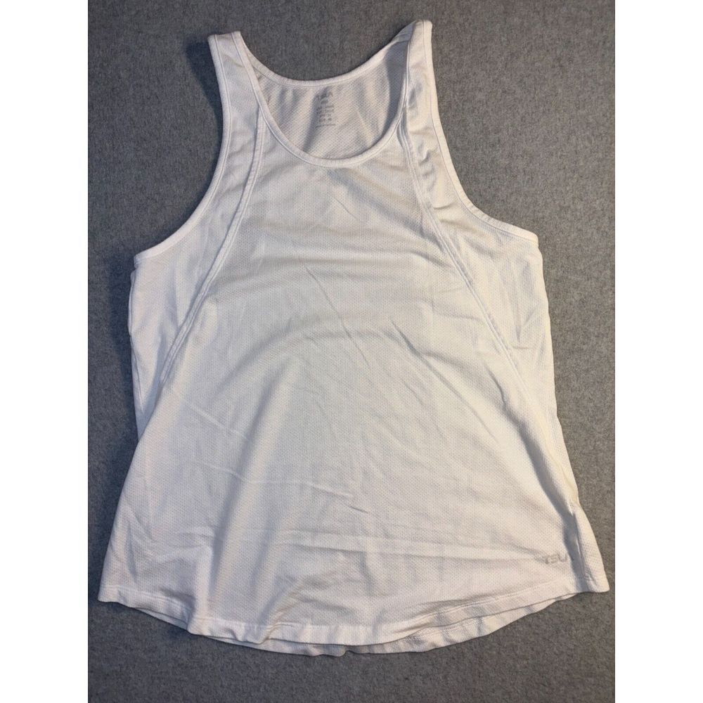 TSLA Activewear Tank Top Women's Small White‎ Mash Sleeveless Round Neck Cutout